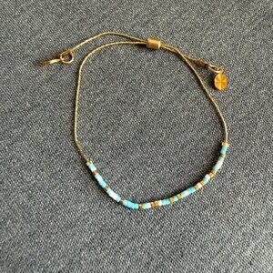 Adjustable Gold Turquoise color Beaded Bracelet Charm Accents Minimalist Design